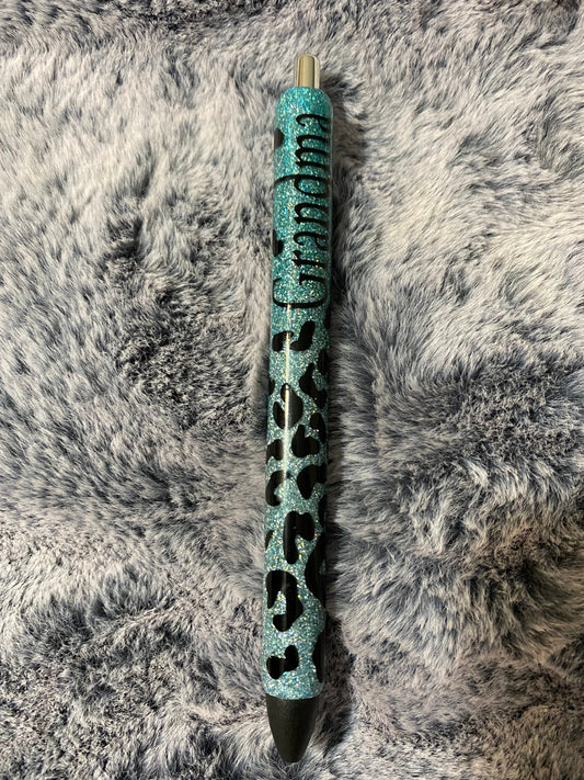 Grandma leopard  Glitter Pens, Glitter Gel Pens- glitter ombre pen/grandma glitter pen/teal/green