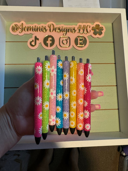 Daisy glitter pen, sunflower glitter pen with lots of sparkle. Floral glitter pen, Daisy floral pen/. Sunflower floral pen