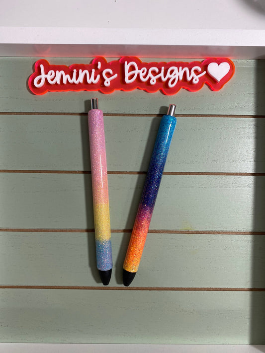 Beautiful bold & pastel rainbow pen set, ready for personalization, Set of 2 pens/ready for your business name or personal name