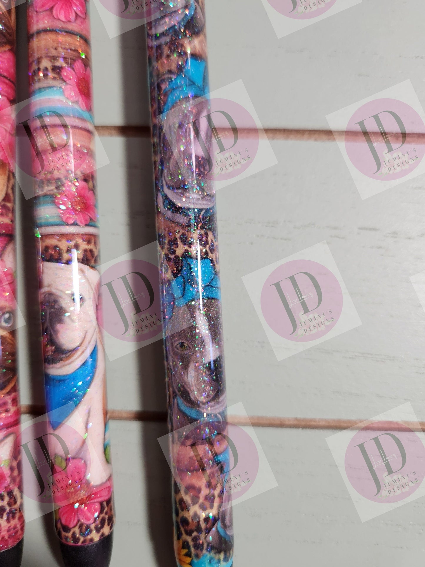 French Bulldog, English bulldog  or Pitbull pen wrap Glitter pen, pen wrap with Lots of vibrant colors sparkle.   Gorgeous glitter pen