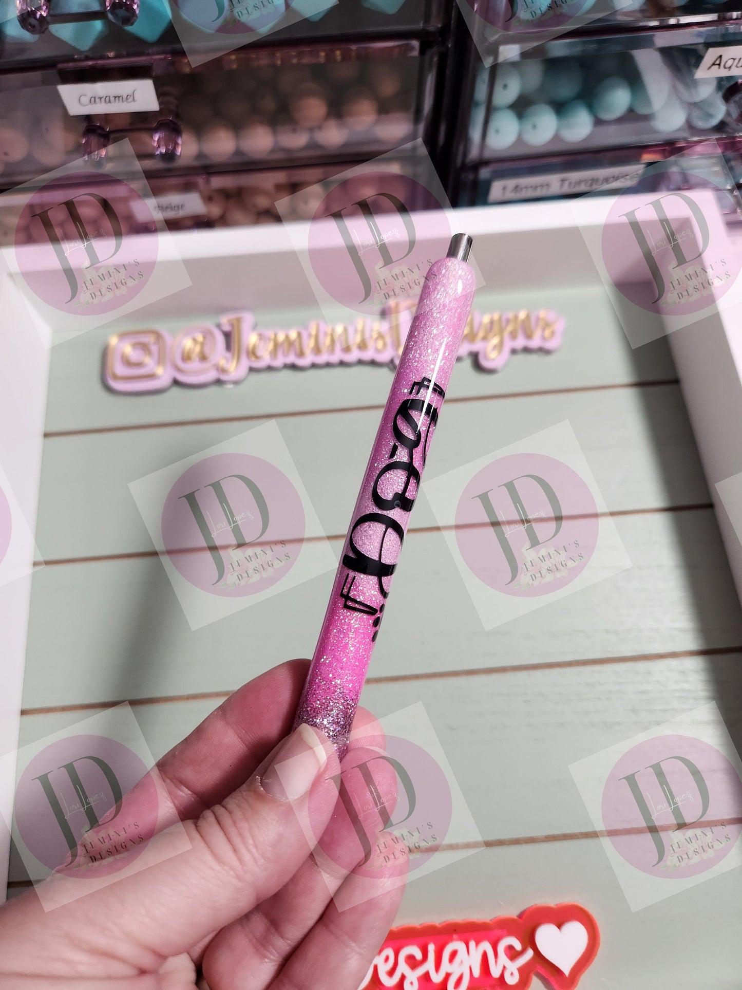 Glitter Pens, Glitter Gel pen, Dog mom glitter pen, dog glitter pens, pink ombre glitter/pink dog mom pen