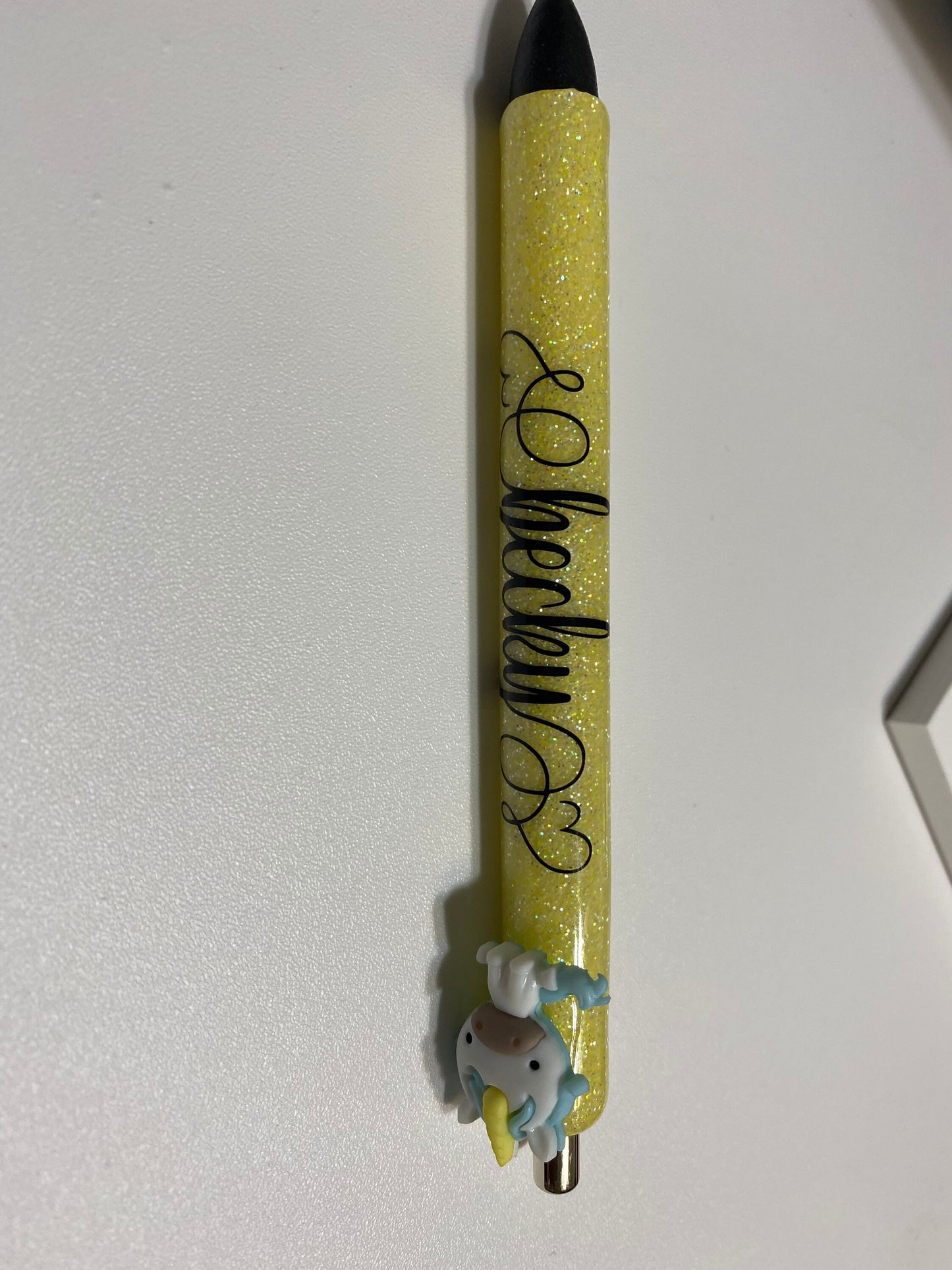 Glitter Unicorn pen, glitter gel pen, yellow glitter unicorn glitter pen,