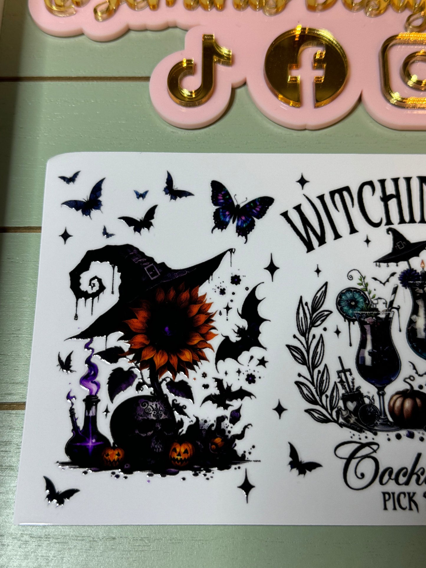 Ready to press| Witching hour/ pick your poison /bats/Halloween/butterfly | uvdtf wrap | Permanent decal | No heat needed | Waterproof