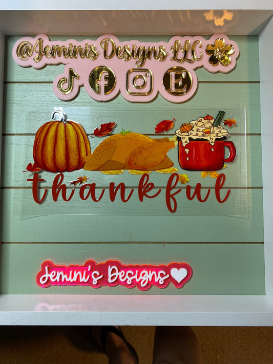 UV DTF 16 oz Glass can Ready to press|  Pumpkin fall Thankful Orange  | uvdtf wrap | Permanent decal | No heat needed | Waterpro