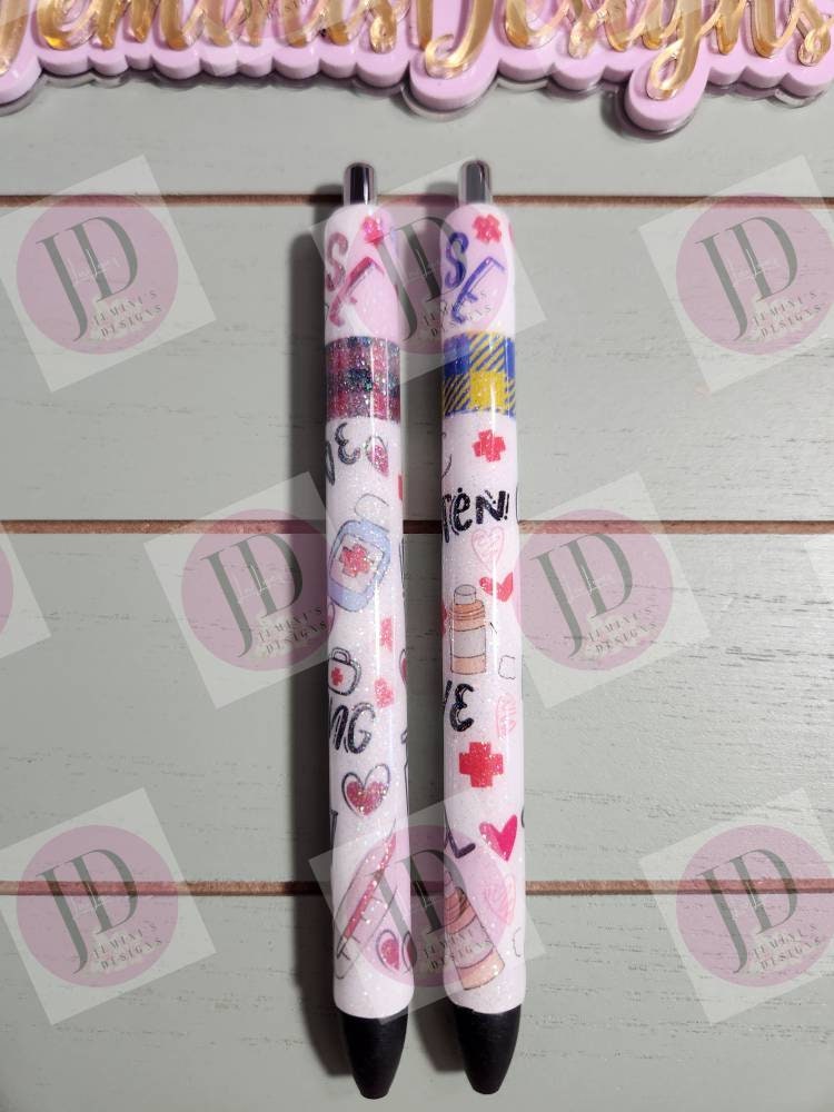 Nurse, RN, Love Brave Strong pen wrap Glitter pen, pen wrap with Lots of vibrant colors sparkle.   Gorgeous glitter pen