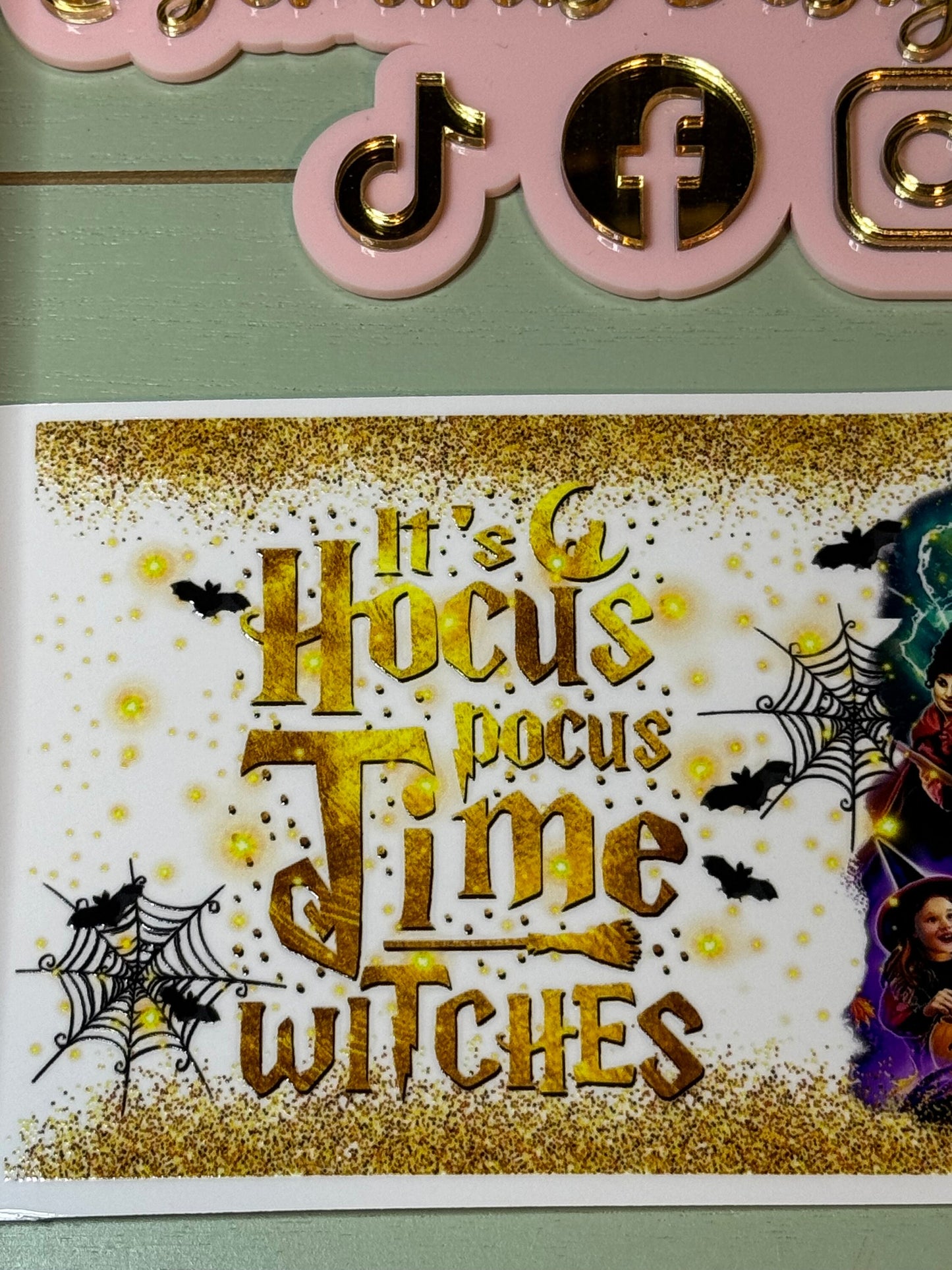 Ready to press|  Sanderson sisters/gold witches/bats / Hocus pocus | uvdtf wrap | Permanent decal | No heat needed | Waterproof