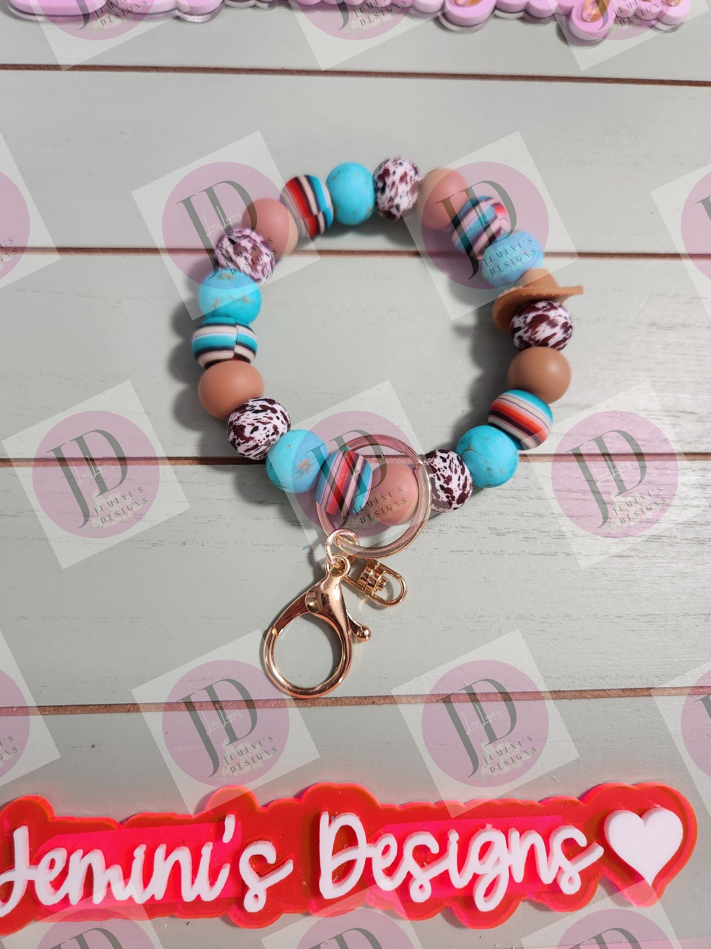 Serape Beaded Bangle cowboy/serape/ turquoise Keychain/beaded Bangle Cowboy for her/turquoise serape wristlet Bangle bracelet for her