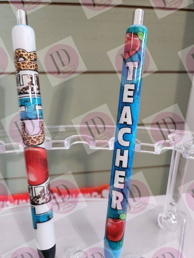 Teacher pen wrap pen, pen wrap with Lots of vibrant colors sparkle.   Gorgeous resin pen with pen wrap.  No glitter on these.