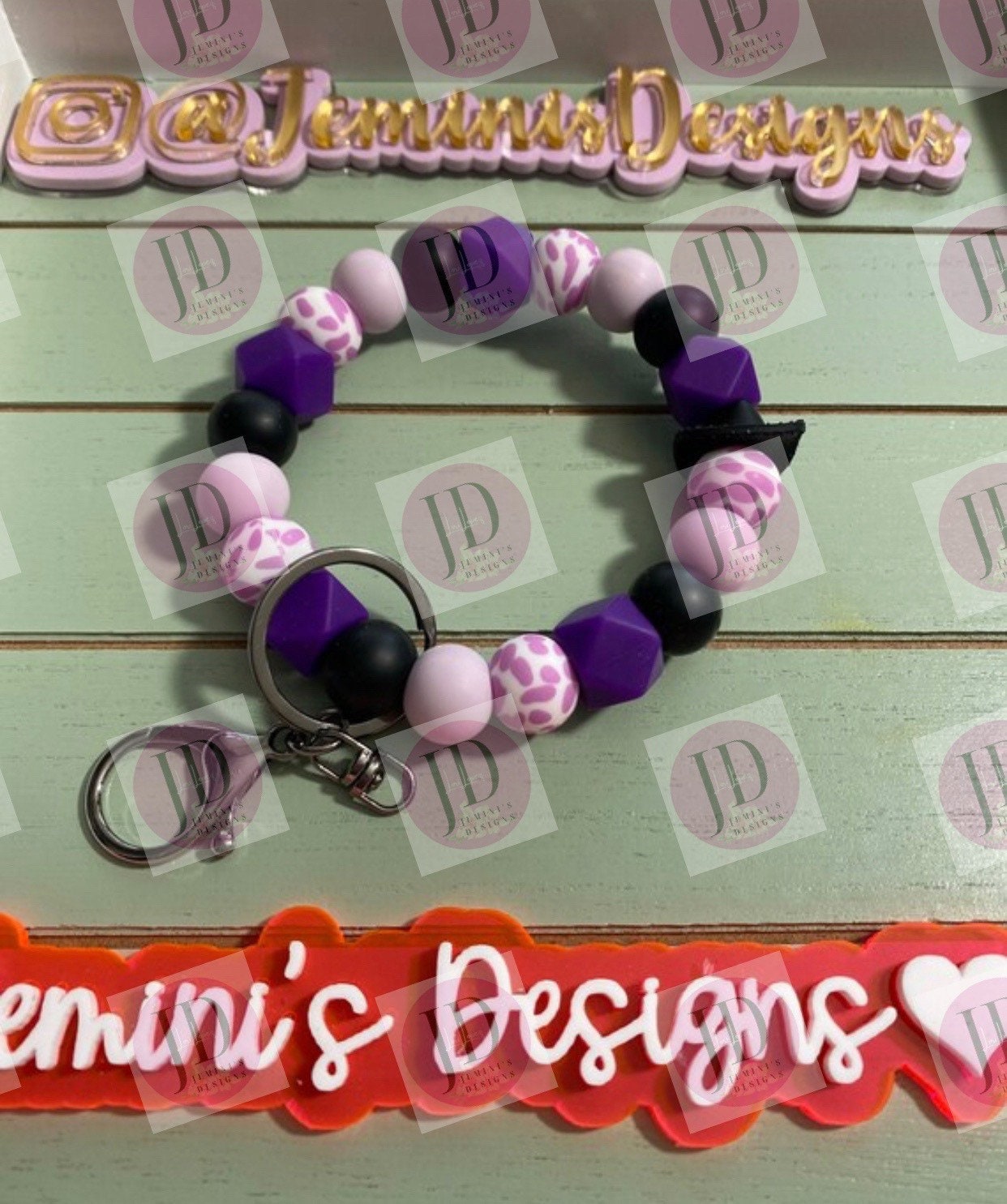 Beaded Bangle Cowboy hat purple and black cow print Keychain/beaded Bangle for her/lavender & black cowboy wristlet/bangle cow wristlet