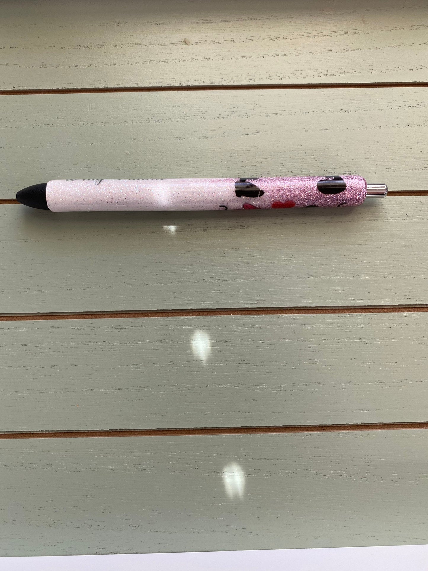 Mouse & heart Glitter Pens, Glitter Gel Pens, Pink/ white Custom Glitter Pen