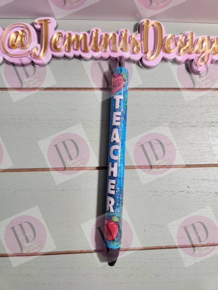 Teacher pen wrap Glitter pen, pen wrap with Lots of vibrant colors sparkle.   Gorgeous glitter pen