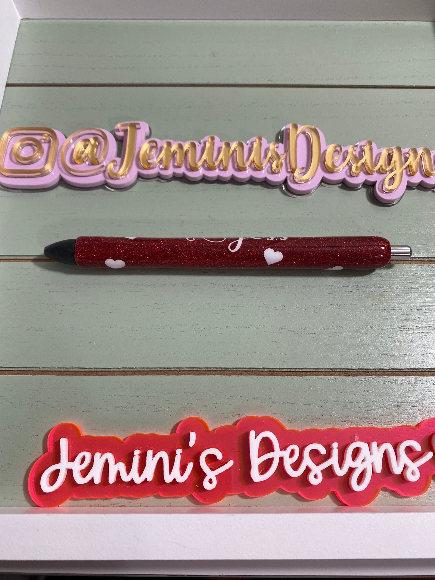 personalized red glitter gel Pen with tiny hearts Glitter Gel pen, your name glitter pens, ruby glitter pens, customized pen