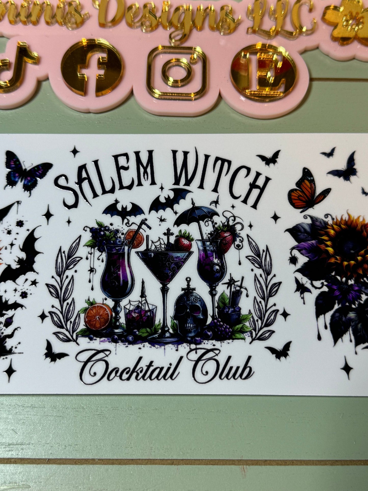 Ready to press| Salem witch/ cocktail  club /Halloween/butterfly/ witch hat / drinks uvdtf wrap | Permanent decal | No heat/ waterproof